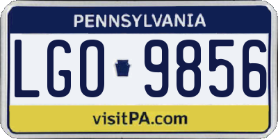 PA license plate LGO9856