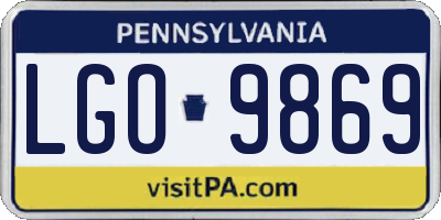 PA license plate LGO9869