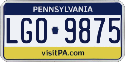 PA license plate LGO9875
