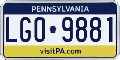 PA license plate LGO9881