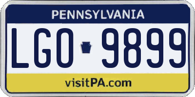 PA license plate LGO9899