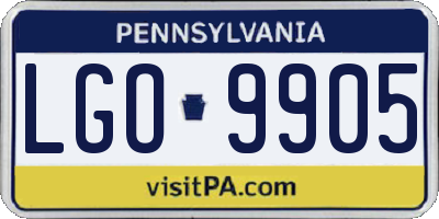 PA license plate LGO9905