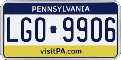 PA license plate LGO9906