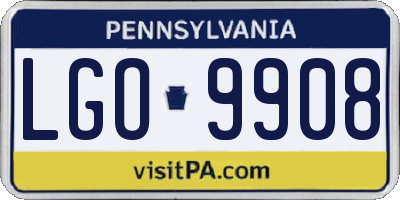PA license plate LGO9908