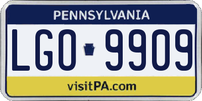 PA license plate LGO9909
