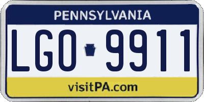PA license plate LGO9911