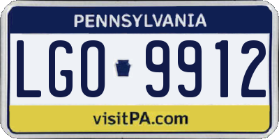 PA license plate LGO9912