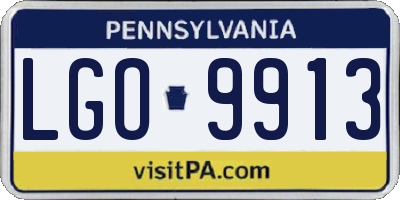 PA license plate LGO9913