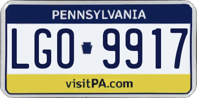 PA license plate LGO9917