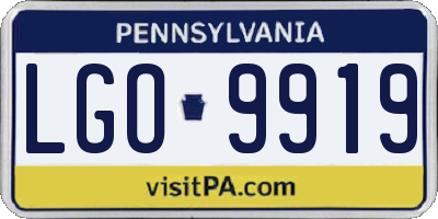 PA license plate LGO9919