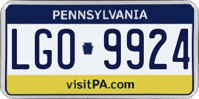 PA license plate LGO9924