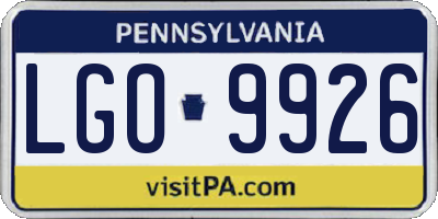 PA license plate LGO9926