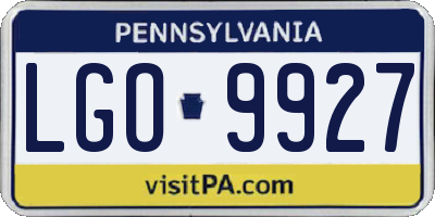 PA license plate LGO9927