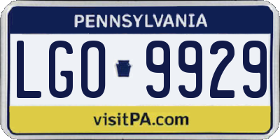 PA license plate LGO9929