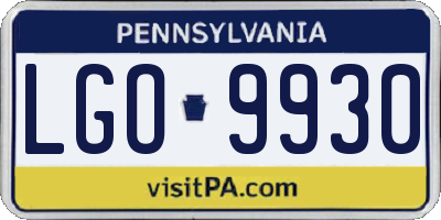PA license plate LGO9930