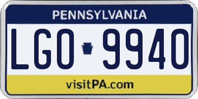 PA license plate LGO9940