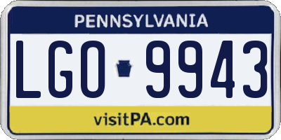 PA license plate LGO9943