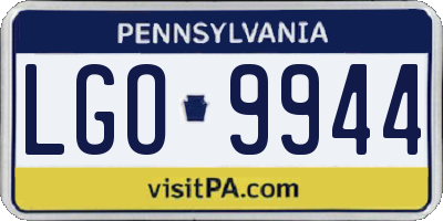 PA license plate LGO9944