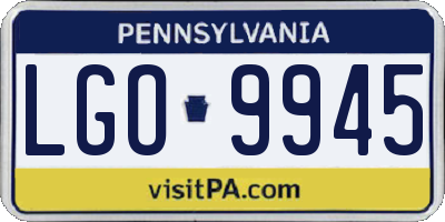 PA license plate LGO9945