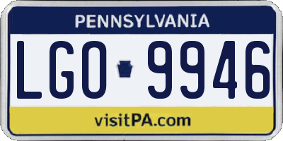 PA license plate LGO9946