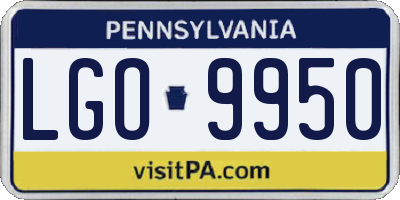 PA license plate LGO9950