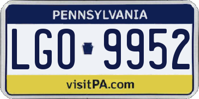 PA license plate LGO9952
