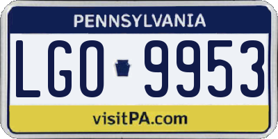 PA license plate LGO9953