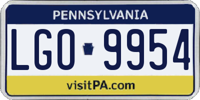 PA license plate LGO9954