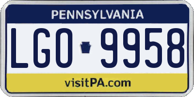 PA license plate LGO9958