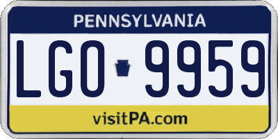 PA license plate LGO9959
