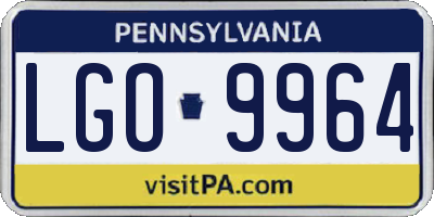 PA license plate LGO9964