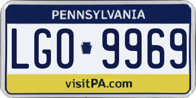 PA license plate LGO9969