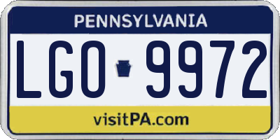 PA license plate LGO9972
