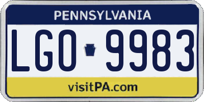 PA license plate LGO9983