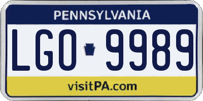 PA license plate LGO9989