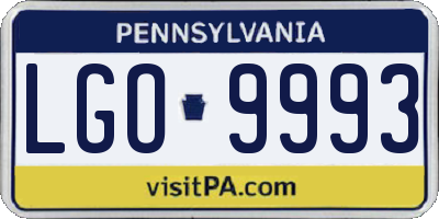 PA license plate LGO9993