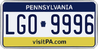 PA license plate LGO9996