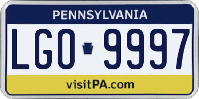 PA license plate LGO9997