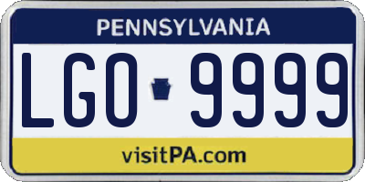 PA license plate LGO9999