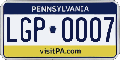 PA license plate LGP0007