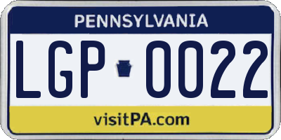 PA license plate LGP0022