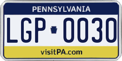 PA license plate LGP0030