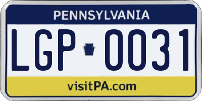 PA license plate LGP0031