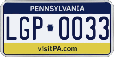 PA license plate LGP0033