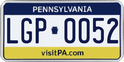 PA license plate LGP0052