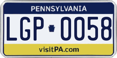 PA license plate LGP0058