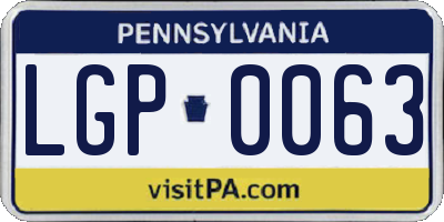 PA license plate LGP0063
