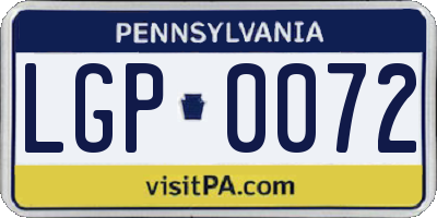 PA license plate LGP0072