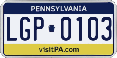 PA license plate LGP0103