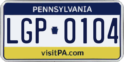 PA license plate LGP0104